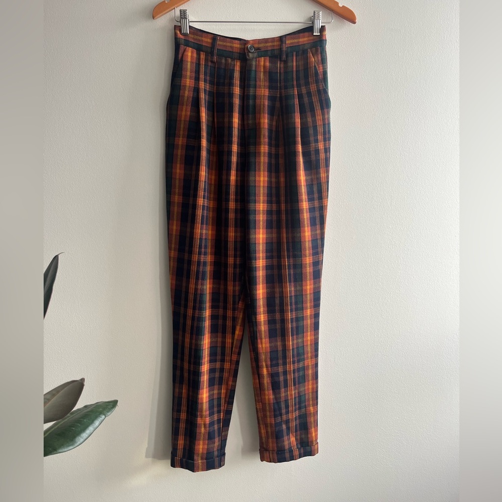 Women’s High-Waisted Plaid Trousers Poetcore Dark Academia Preppy Size XS-Small